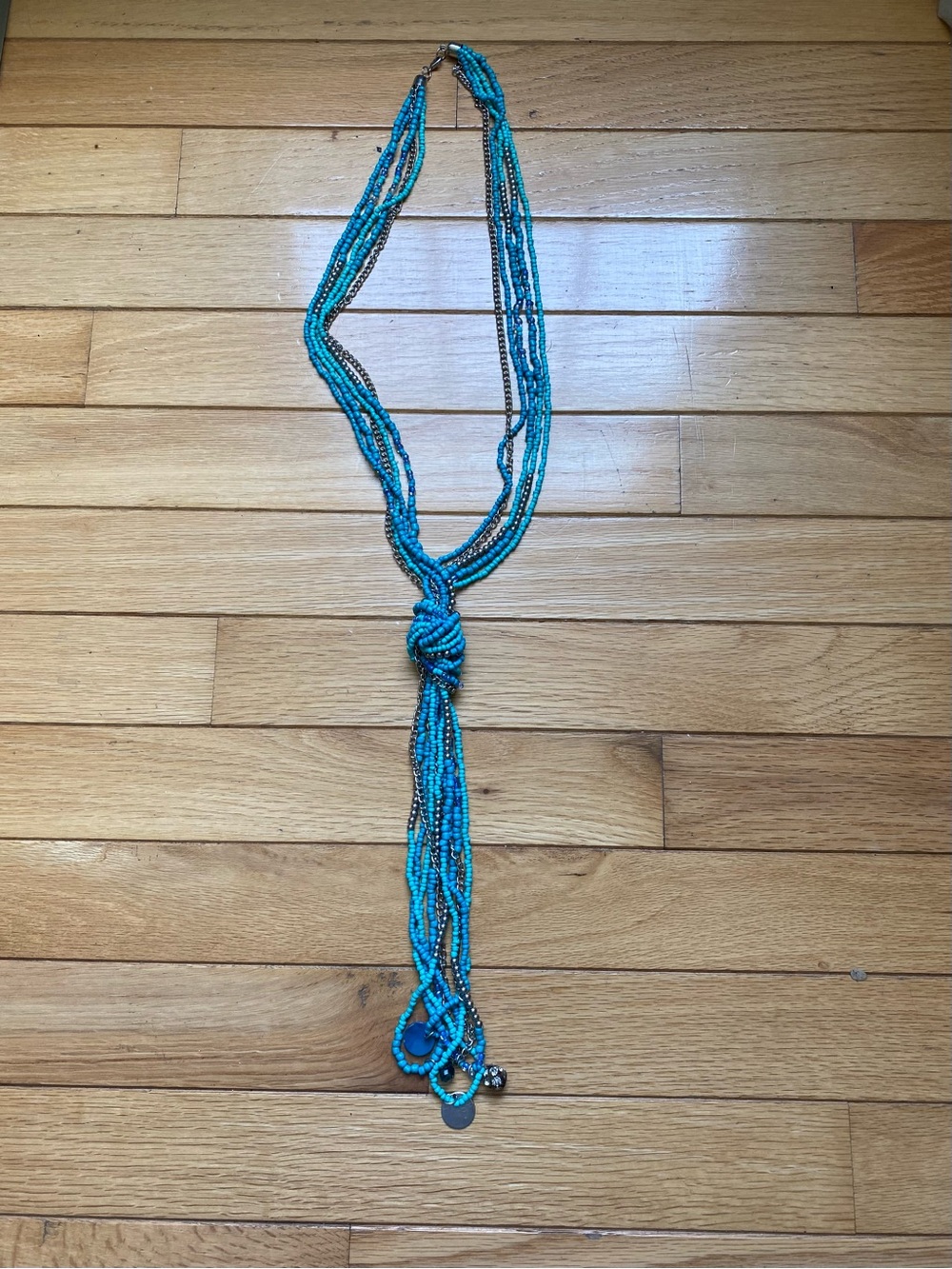 🌸 Turquoise and Silver Multi-Strand Necklace